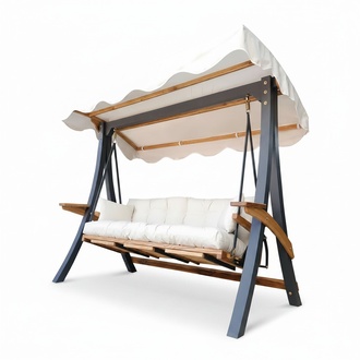 Schwarz Mit Weißen Kissen Gartenschaukel Luxuriöse Outdoor Polster Moderne Neu