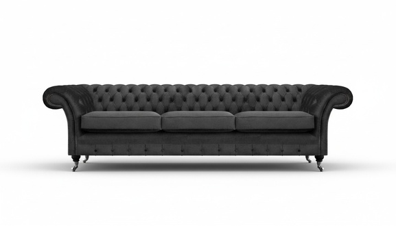 Schwarz Möbel Wohnzimmer Sofa Dreisitze Couch Chesterfield Neu Polstermöbel