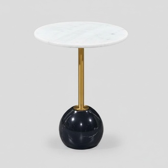 Schwarz-Weißer Beistelltisch Marmor Möbel Designer Wohnzimmer Couchtische