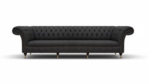 Schwarze Chesterfield Polstercouch Exklusive Wohnzimmer Couch 4-Sitzer