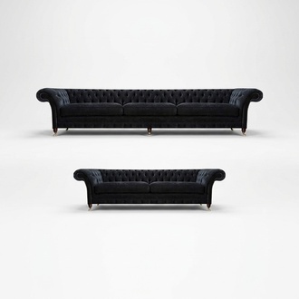 Schwarze Chesterfield Polstercouchen Designer Wohnzimmer Textil Sofas