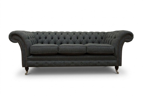 Schwarze Chesterfield Sofa Couch Design Polster Sofas Couchen Stoff Textil Leder