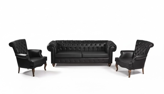 Schwarze Chesterfield Sofagarnitur Komplette Büroeinrichtung Moderne Möbel