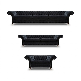 Schwarze Chesterfield Sofas Designer Wohnzimmer Polstercouchen Sessel