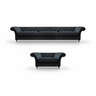 Schwarze Polster Chesterfield Garnitur Designer Sofas Moderne Couchen