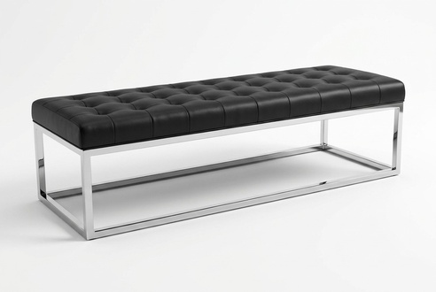 Schwarzer Holz-Hocker im eleganten Design für Wohnzimmer