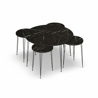 Schwarzer Holztisch mit Beistelltischen modern und stilvoll