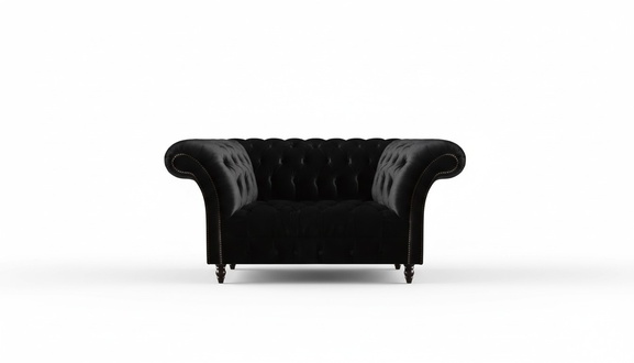 Schwarzes Chesterfield Luxus Sofa Wohnzimmer Zweisitzer Designer Möbel