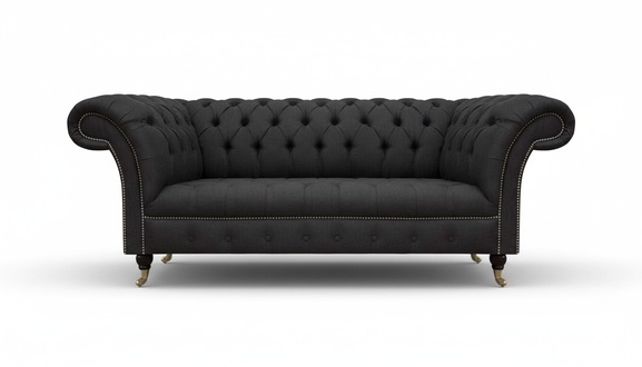 Schwarzes Chesterfield Sofa Designer Wohnzimmer Edle Couch 3-Sitzer