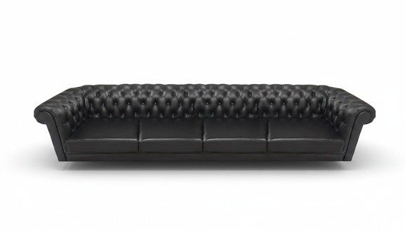 Schwarzes Chesterfield Wohnzimmer Edles Polstersofa Designer Ledercouch