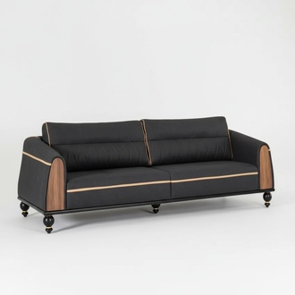 Schwarzes Designer Sofa Arbeitszimmermöbel Stil Moderne Couch Dreisitzer
