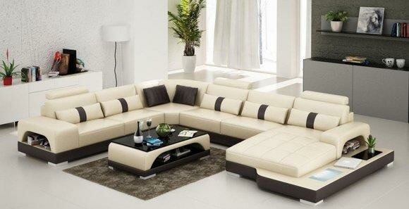 Leder U Form Wohnlandschaft Couch Big XXL Sofa Polster Ecke Modern Garnitur