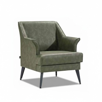 Sessel 1 Sitzer Wohnzimmer Moderne Design Möbel Grün Lounge Club Leder