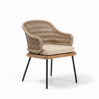 Sessel Beige Design Couch Sofa Relax Rattan Lounge Sitzer Luxus Sitz Modern