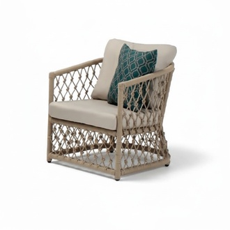 Sessel Beige Design Couch Sofa Relax Rattan Lounge Polster Sitzer Luxus