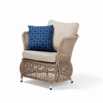 Sessel Beige Design Couch Sofa Relax Hochwertig Rattan Polster Sitzer Luxus