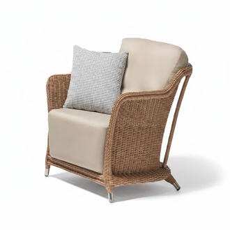 Sessel Beige Design Couch Sofa Relax Hochwertig Rattan Polster Sitzer Luxus