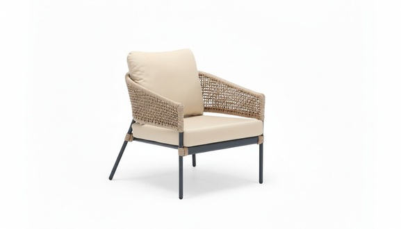 Sessel Beige Elegantes Terrasse Design Möbel Modern Hochwertig Rattan Sessel