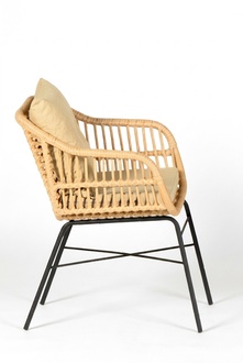 Sessel Beige Gartenmöbel Veranda Lounge Terrasse Balkon Modern Polsterung