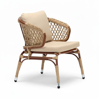Sessel Beige Luxuriöser Rattanstuhl moderner Terrassen hochwertiger stilvolle