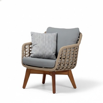 Sessel Beige Terrasse Design Elegantes Möbel Modern 1 Sitzer stilvolle Sessel
