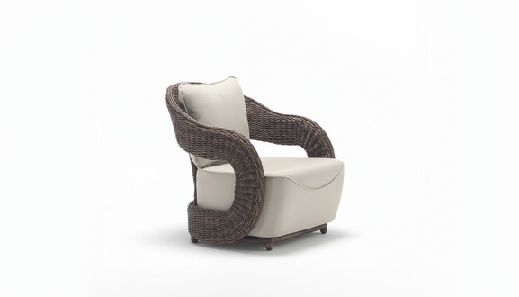 Sessel Beige Terrasse Design Elegantes Möbel Modern 1 Sitzer Sessel luxuriöse