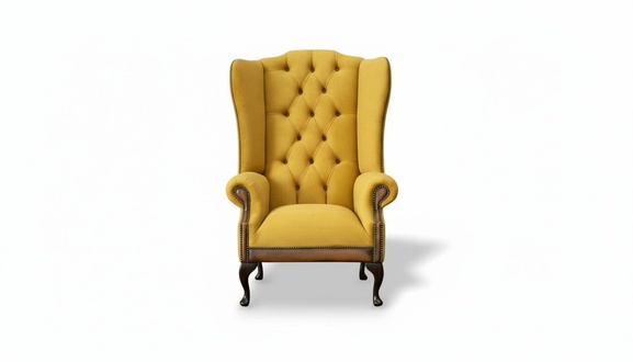 Sessel Chesterfield Couch Sofa Textil Lounge Club Polster Gelb Luxus