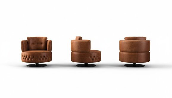 Sessel Chesterfield Ohrensessel Kunstleder Wohnzimmer Polyester Braun