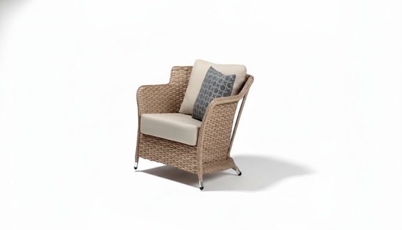 Sessel Design Couch Sofa Relax Beige Rattan Lounge Club Polster Sitzer Luxus