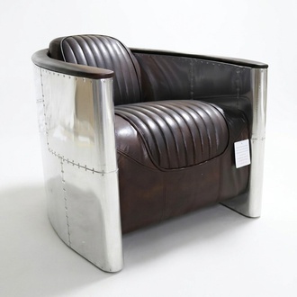 Sessel Design Echtleder Vintage Luxus Möbel Polster Aviator Flugzeug