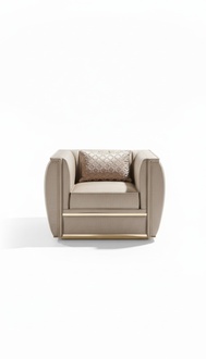 Sessel Design Wohnzimmer Polster Holz Moderne Luxus Neu Farbe beige