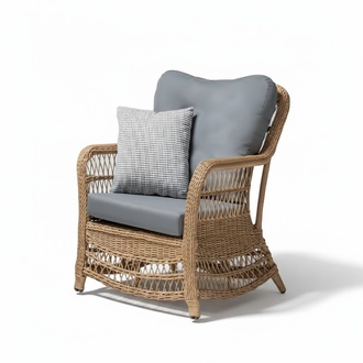 Sessel Grau Design Couch Sofa Relax Hochwertig Rattan Polster Sitzer Luxus