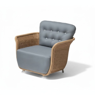 Sessel Grau Design Couch Gartenmöbel Hochwertig Rattan Polster Sitzer Luxus