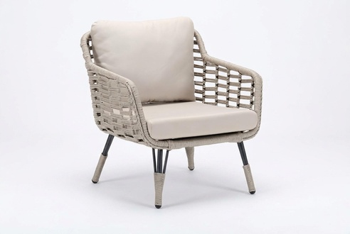 Sessel Hochwertig BeigeTerrasse Design Elegantes Möbel Modern Sessel luxuriöse