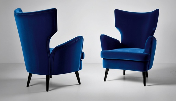 Sessel Lehnstuhl Ohrensessel 1 Sitzer Sitz Stoff Wohnzimmer Modern Blau