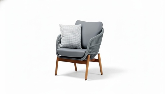 Sessel Modern Beige Couch Relax Hochwertig Rattan Lounge Polster Sitzer Luxus