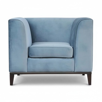 Sessel Stuhl 1x Esszimmer Fernseh Lounge Textil Sitz Blau Modern Polsterstuhl