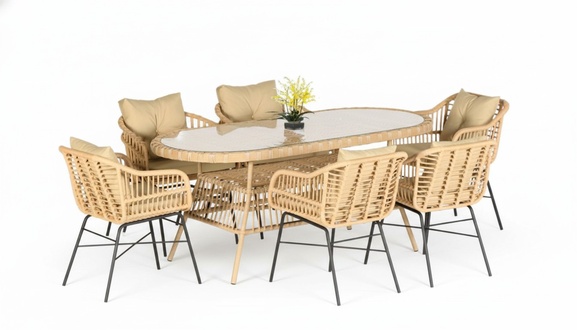 Set 7tlg. GartenMöbel Esstisch Stühl Terrasse Balkon Luxus Hochwertiges Garnitur
