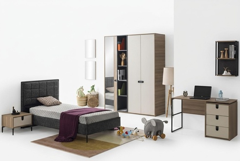 Set Bett Nachttisch Schreibtisch Modernes Design Stilvolles Kinderzimmer 3tlg