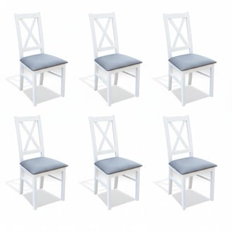 6-teiliges Set: Designer-Esszimmerstühle aus Holz Sofort
