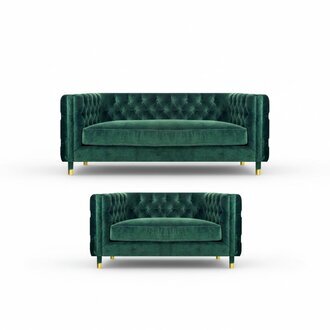 Set Komplett 2x Sofas Couchen Sofagarnitur Polstermöbel Modern Chesterfield