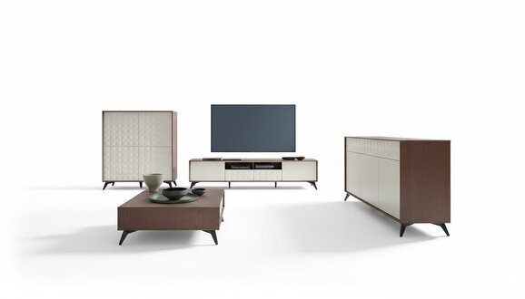 Set Modern Wohnwand Kommode RTV Wohnzimmer Tisch Wohnwände