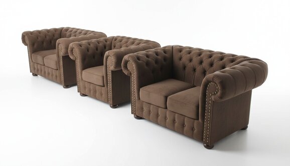 Chesterfield Sofagarnitur 3+2+1 Stoff Textil Couch Sofa Polster Set Garnitur