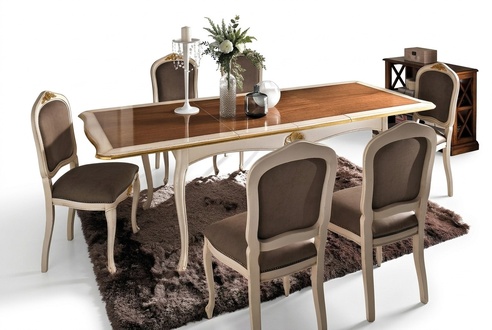 Set Tisch + 6 Stühle Komplette Klassisches Esszimmer Essgarnitur Möbel Barock