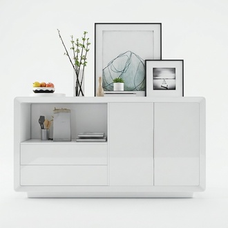 Sideboard 2 Türen mit 2 Schubladen Schrank Sideboard Weiß Anrichte