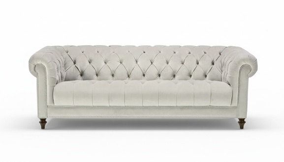Silber Dreisitzer Stoff Design Couchen Polster Sofas Original Chesterfield Neu