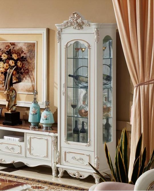 Vitrine Holz Single Vitrinen Glasschrank Schränke Möbel Art déco Weiß