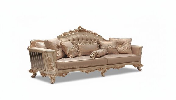 Sitz Dreisitzer Sofa 3 Sitzer Klassische Couch Sofas Stoff Stil Barock Samt Neu