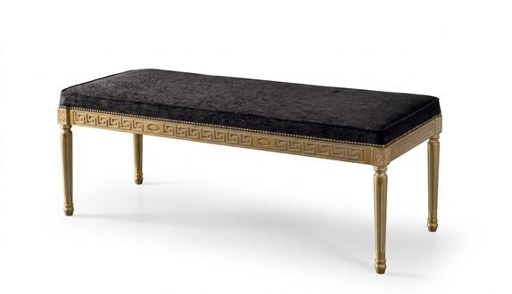Sitz Polsterbank Hocker Polster Stoff Holz Stil Designer Fußhocker Sitzbank