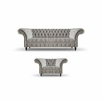 Sitzmöbel Grau Sofa Komplett Sofa Couch Dreisitze Luxus Sessel Chesterfield